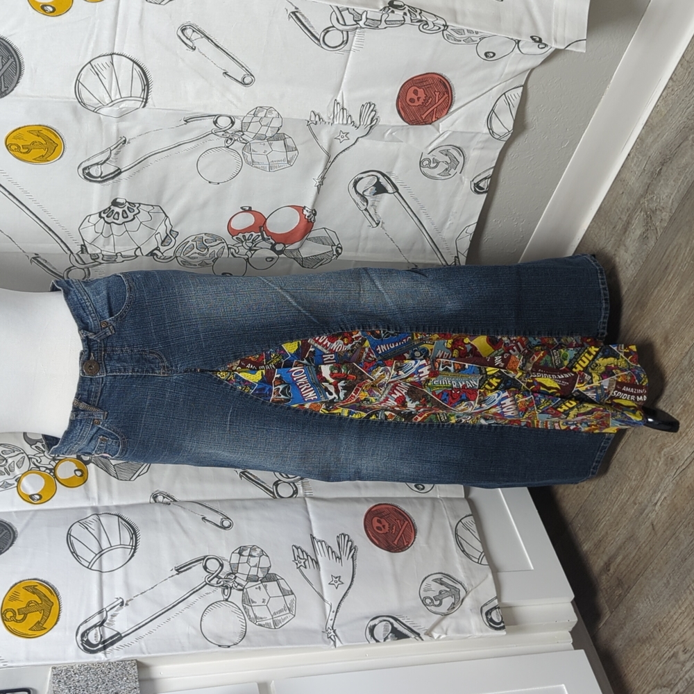 Marvel Comics OOAK Handmade Reworked Jeans to Skirt